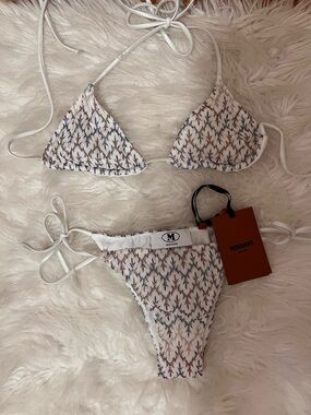 Missoni White Multicolor Textured Triangle Bikini